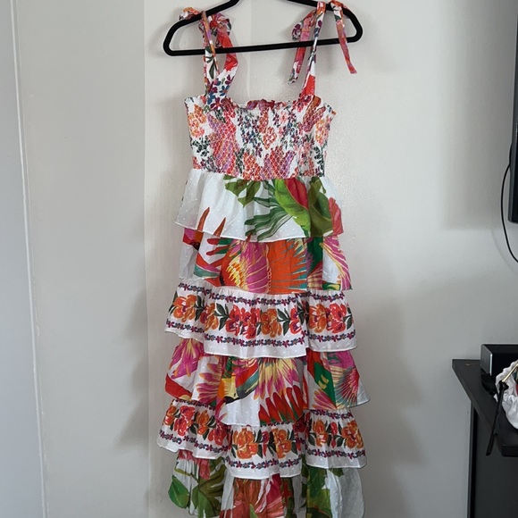 Farm Rio Mixed Prints Layered Tiered Floral Dress - Picture 3 of 12